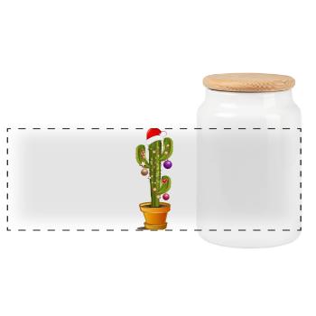 Cactus décorés de Noël pour Noël - Boîte à biscuits avec couvercle en bois - blanc - Devant