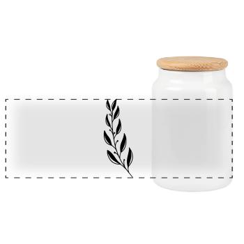 Magnolia branch - Panoramic Cookie Jar with Wooden Lid - white - Front