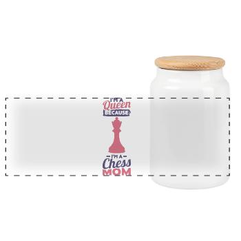 Chess Mother - Panoramic Cookie Jar with Wooden Lid - white - Front