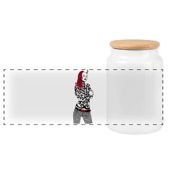 Demon Woman - Panoramic Cookie Jar with Wooden Lid - white - Front
