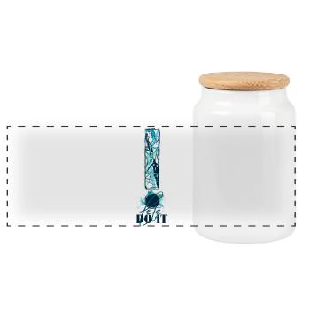 Let's Do It! Motivation! Einfach machen! Nur Mut! - Panoramic Cookie Jar with Wooden Lid - white - Front