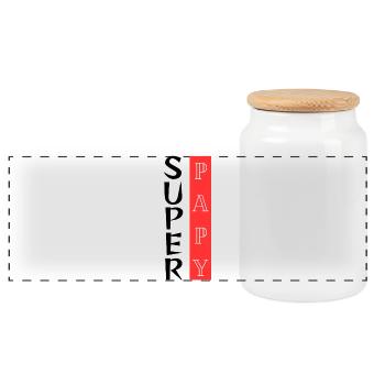 Super Papy, Cadeau Original pour Grand-Père - Boîte à biscuits avec couvercle en bois - blanc - Devant