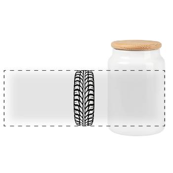 Motif de rainures de la bande de roulement des pneus - Boîte à biscuits avec couvercle en bois - blanc - Devant