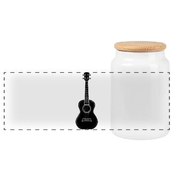 Ukulele Skizze - Panorama Keksdose mit Holzdeckel - Weiß - Vorne