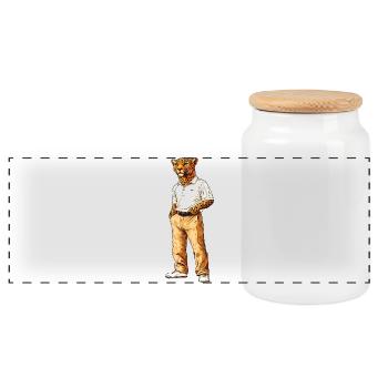 Éventail Léopard - Boîte à biscuits avec couvercle en bois - blanc - Devant