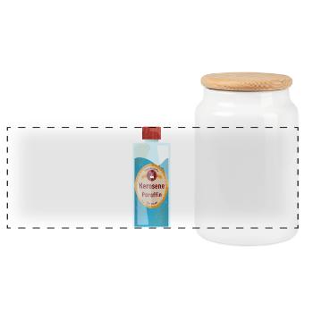 Étiquette vintage de bouteille de kérosène parafine - Boîte à biscuits avec couvercle en bois - blanc - Devant