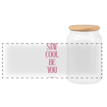 Stay Cool Be You Always - Panorama Keksdose mit Holzdeckel - Weiß - Vorne