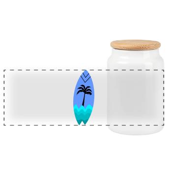 Planche Palmier Turquoise - Boîte à biscuits avec couvercle en bois - blanc - Devant