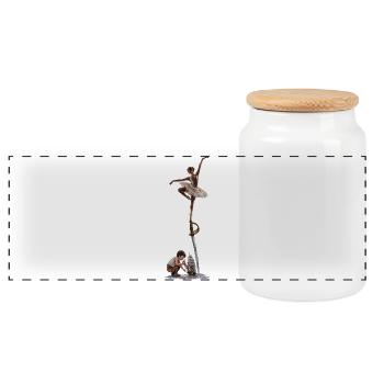 The Dance of Imagination - Panoramic Cookie Jar with Wooden Lid - white - Front