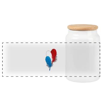 FRANCE Plumes en bleu blanc rouge - Boîte à biscuits avec couvercle en bois - blanc - Devant