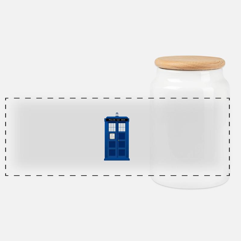 Police box tardis - Panorama Keksdose mit Holzdeckel - Weiß