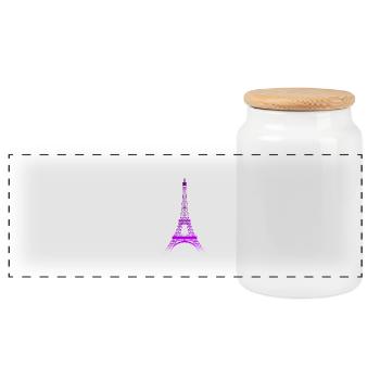 Tour Eiffel (dégradé violet-pourpre) - Boîte à biscuits avec couvercle en bois - blanc - Devant