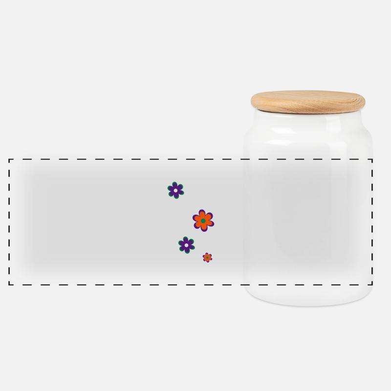 Blumen - Panorama Keksdose mit Holzdeckel - Weiß