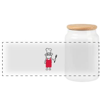 chef de cuisine - Boîte à biscuits avec couvercle en bois - blanc - Devant