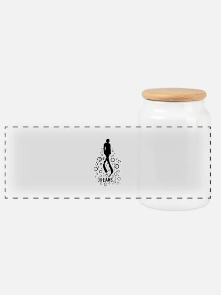 Dive freediver dreams 2 - Panoramic Cookie Jar with Wooden Lid - white