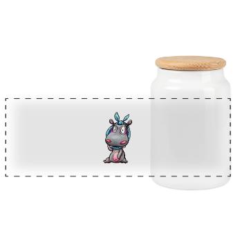 hippo with kerchief - Panorama Keksdose mit Holzdeckel - Weiß - Vorne