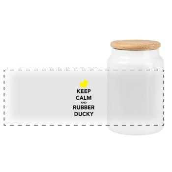 Keep Calm and Rubber Ducky - Panoramic Cookie Jar with Wooden Lid - white - Front
