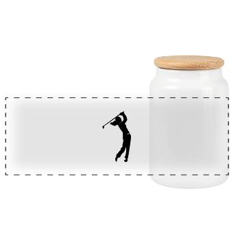 golfeuse - Panoramic Cookie Jar with Wooden Lid - white - Front