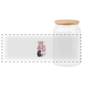 USA Flag - Panorama Keksdose mit Holzdeckel - Weiß - Vorne