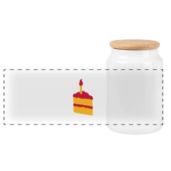 cake - Panoramic Cookie Jar with Wooden Lid - white - Front