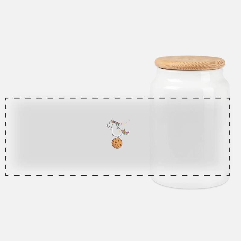 Donut go me on the cookie - Panorama Keksdose mit Holzdeckel - Weiß