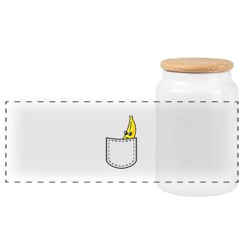 banane dans une poche - Boîte à biscuits avec couvercle en bois - blanc - Devant