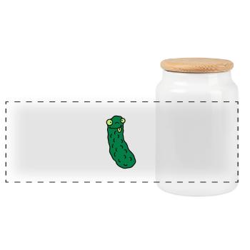 Funny Cucumber - Panorama Keksdose mit Holzdeckel - Weiß - Vorne
