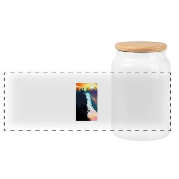 Coucher de soleil sur la cascade - Boîte à biscuits avec couvercle en bois - blanc - Devant
