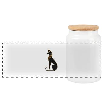 Chat égyptien - Boîte à biscuits avec couvercle en bois - blanc - Devant