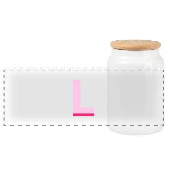 Lettre l rose pop et moderne - Boîte à biscuits avec couvercle en bois - blanc - Devant