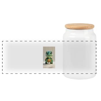 Tortue animée 3D fantaisiste - Boîte à biscuits avec couvercle en bois - blanc - Devant