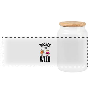 Water and wild - Panoramic Cookie Jar with Wooden Lid - white - Front
