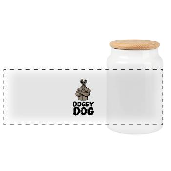 Bande dessinée de chien - Boîte à biscuits avec couvercle en bois - blanc - Devant