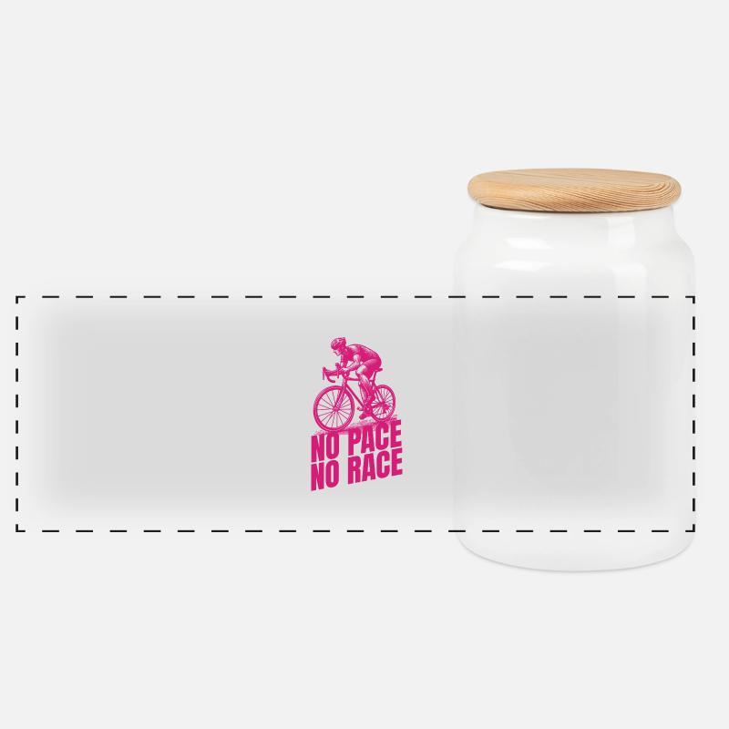no pace no race - Panorama Keksdose mit Holzdeckel - Weiß