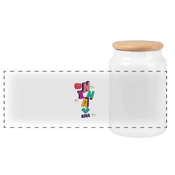 Nina Nom Prénom Nini Nom Ninachen - Boîte à biscuits avec couvercle en bois - blanc - Devant