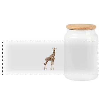 Giraffe - Panoramic Cookie Jar with Wooden Lid - white - Front