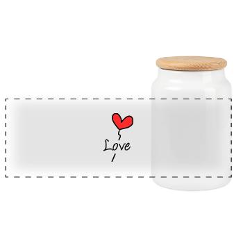 HEART. COUPLE. JUST MARRIED. Bachelorette party. VALENTINE'S DAY. - Panoramic Cookie Jar with Wooden Lid - white - Front