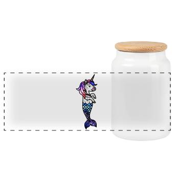 Licorne de la mer cosmique - Boîte à biscuits avec couvercle en bois - blanc - Devant