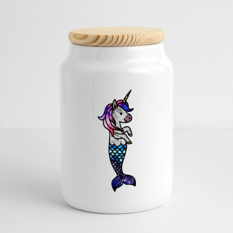 Kosmisches Meeres-Einhorn Panorama Keksdose mit Holzdeckel