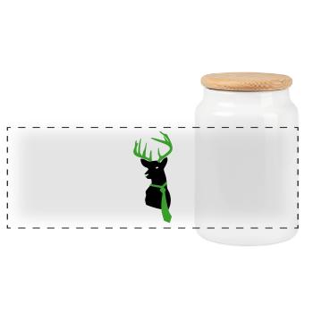Cerfs avec cravate - Boîte à biscuits avec couvercle en bois - blanc - Devant
