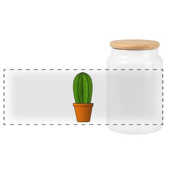 cactus kaktus kakteen cacti mexico mexiko56 - Panorama Keksdose mit Holzdeckel - Weiß - Vorne