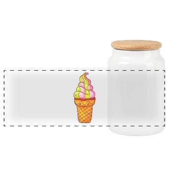 Soft ice cream Ice cream Ice cream Ice cream Ball ice - Panoramic Cookie Jar with Wooden Lid - white - Front
