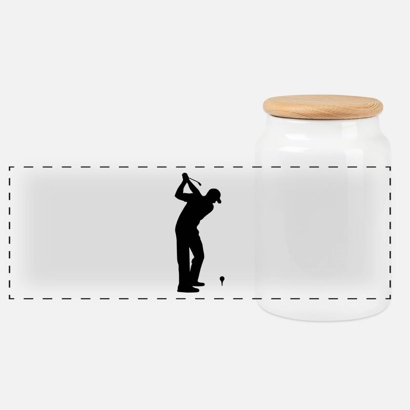Golf Golfer Golfspieler Golfplatz - Panorama Keksdose mit Holzdeckel - Weiß