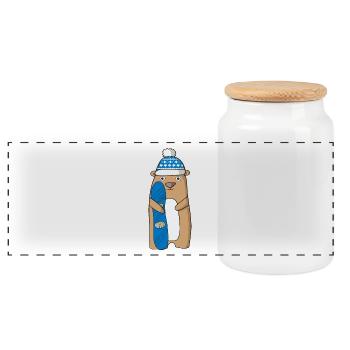 Snowboard - Panorama Keksdose mit Holzdeckel - Weiß - Vorne