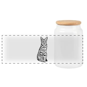 Cat Kitten Cat Shirt Gift - Panoramic Cookie Jar with Wooden Lid - white - Front