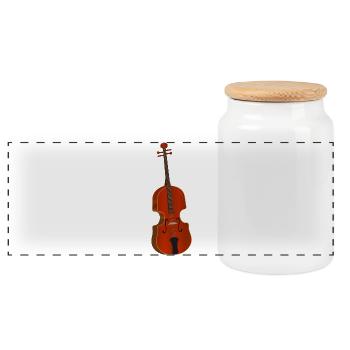 schöne rotbraune von Hand gezeichnete Violine - Panorama Keksdose mit Holzdeckel - Weiß - Vorne