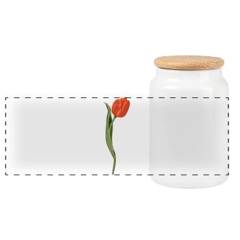 Vivid Red Tulip Illustration - Panoramic Cookie Jar with Wooden Lid - white - Front