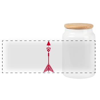 Red symbol of a Native American arrow - Panoramic Cookie Jar with Wooden Lid - white - Front
