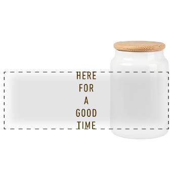Here For A Good Time - Minimalist Retro Typography - Panoramic Cookie Jar with Wooden Lid - white - Front