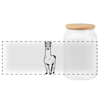Llama Beanie - Panoramic Cookie Jar with Wooden Lid - white - Front